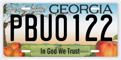 GA license plate PBU0122