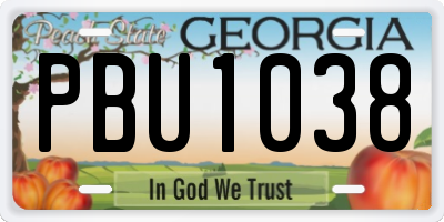 GA license plate PBU1038