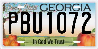 GA license plate PBU1072
