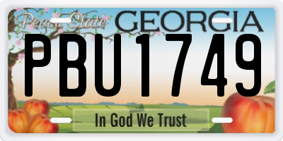 GA license plate PBU1749