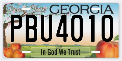 GA license plate PBU4010