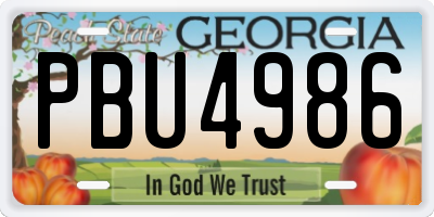 GA license plate PBU4986