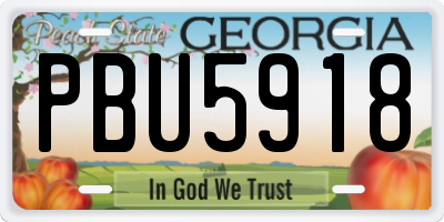 GA license plate PBU5918