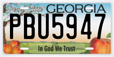 GA license plate PBU5947