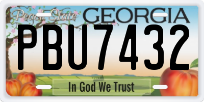 GA license plate PBU7432
