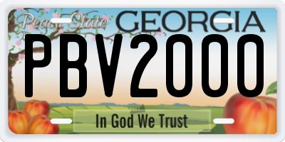 GA license plate PBV2000