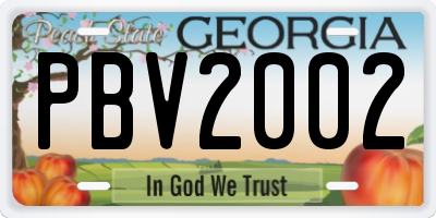 GA license plate PBV2002