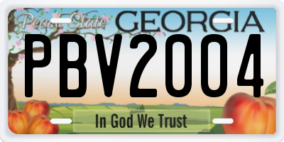 GA license plate PBV2004