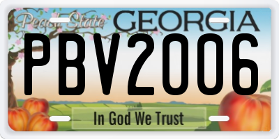 GA license plate PBV2006