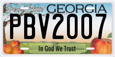 GA license plate PBV2007