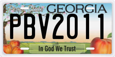 GA license plate PBV2011