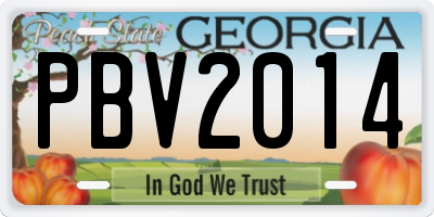 GA license plate PBV2014