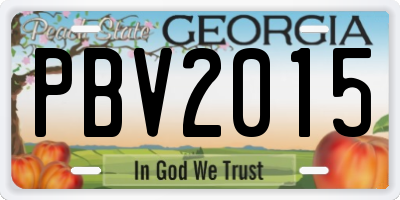 GA license plate PBV2015