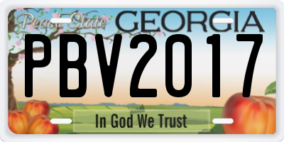 GA license plate PBV2017