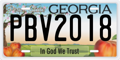 GA license plate PBV2018