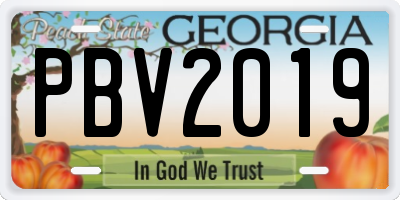 GA license plate PBV2019