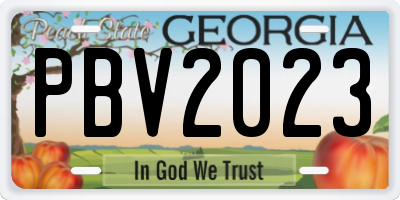 GA license plate PBV2023