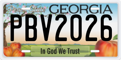 GA license plate PBV2026