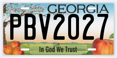 GA license plate PBV2027