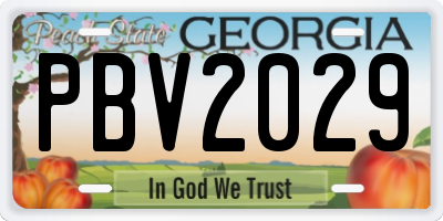 GA license plate PBV2029