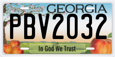 GA license plate PBV2032