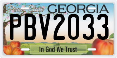 GA license plate PBV2033