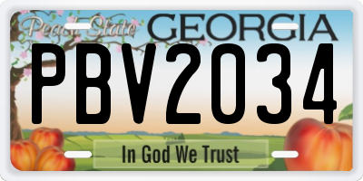GA license plate PBV2034