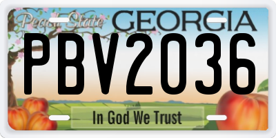 GA license plate PBV2036