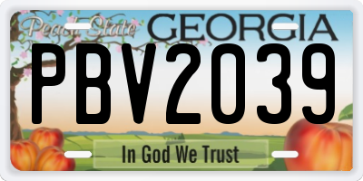 GA license plate PBV2039