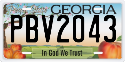 GA license plate PBV2043