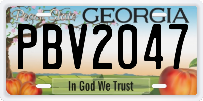 GA license plate PBV2047