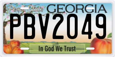 GA license plate PBV2049