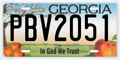 GA license plate PBV2051
