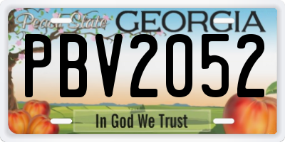 GA license plate PBV2052