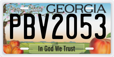 GA license plate PBV2053