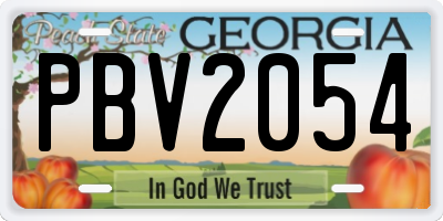 GA license plate PBV2054