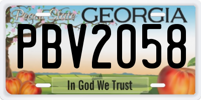 GA license plate PBV2058