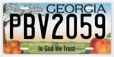 GA license plate PBV2059