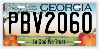 GA license plate PBV2060