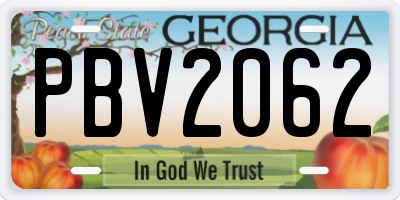GA license plate PBV2062