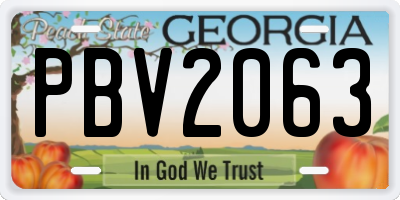 GA license plate PBV2063