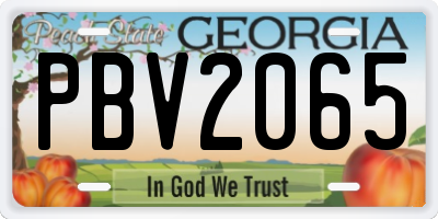 GA license plate PBV2065