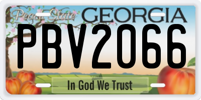 GA license plate PBV2066