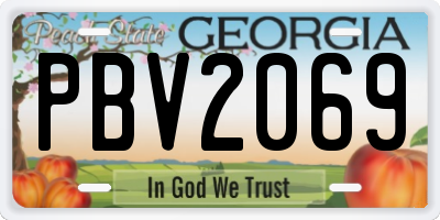 GA license plate PBV2069