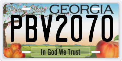 GA license plate PBV2070