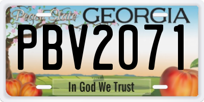 GA license plate PBV2071