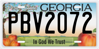 GA license plate PBV2072