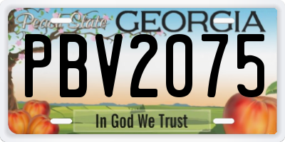 GA license plate PBV2075