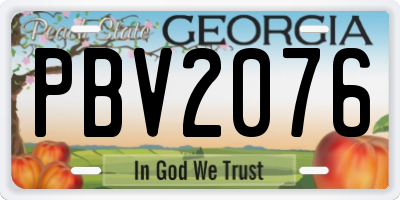 GA license plate PBV2076