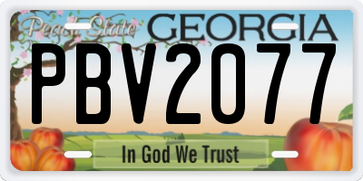 GA license plate PBV2077